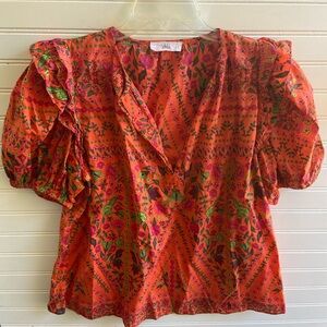 Talula Orange Floral Boho Print Top